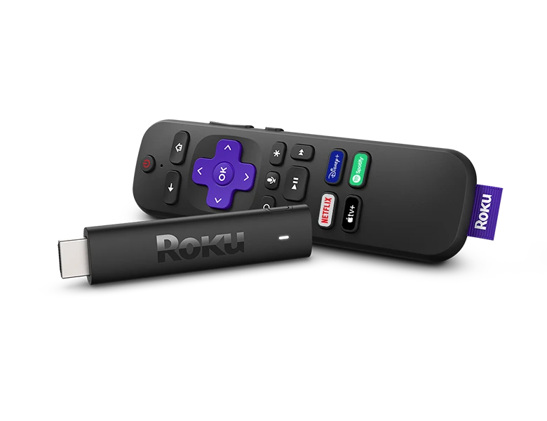 Roku Stick & Remote On Side